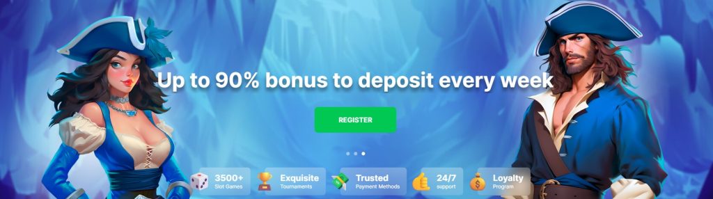 The banner showcasing Ice Casino's exclusive bonus offer, which provides players with up to a 90% bonus on their weekly deposits, highlighting the platform's commitment to rewarding its loyal customers.