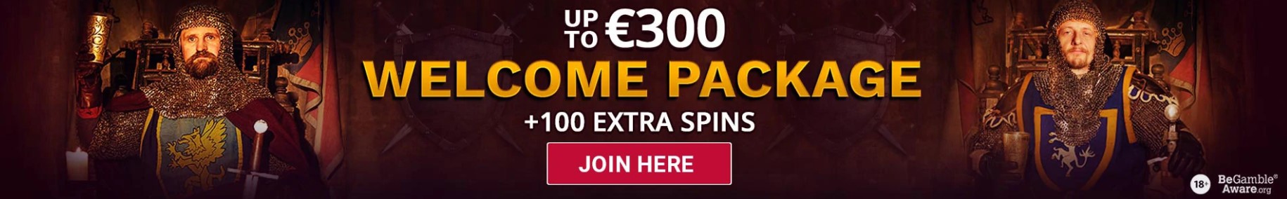 The banner promoting King Casino's generous welcome bonus of up to 300 Euro and 100 free spins, enticing new players with the opportunity to maximize their starting bankroll and enjoy a thrilling gaming experience.