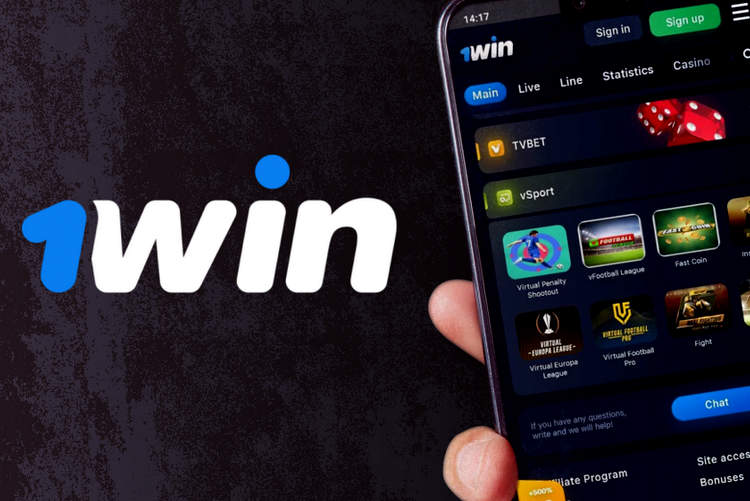 The banner promoting the 1win Casino's mobile app, showcasing the convenience and accessibility of gaming on the go.