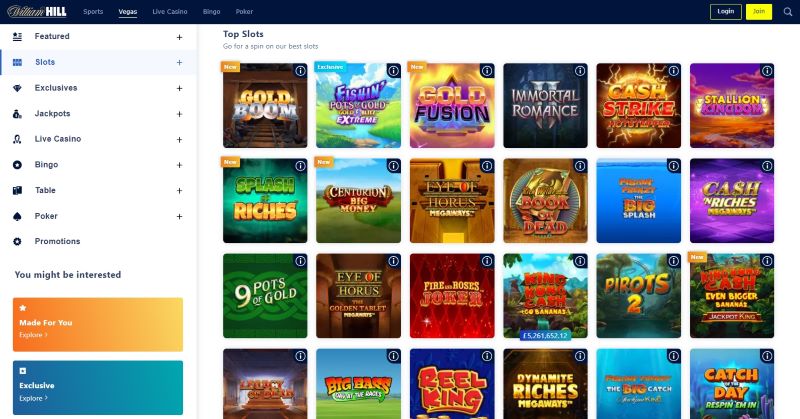 William Hill casino games