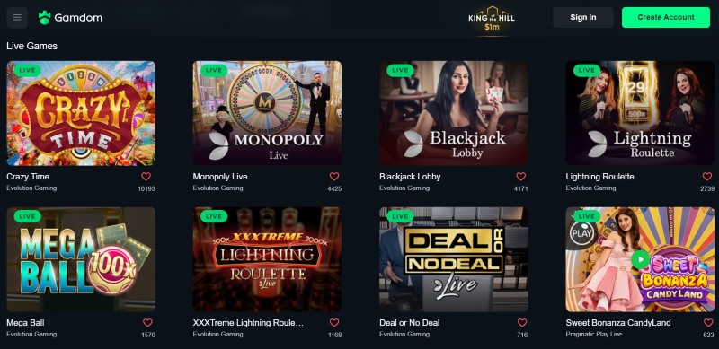 Gamgom live casino